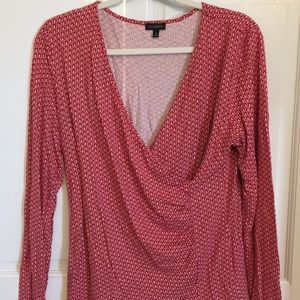 Red and white blouse with a nice wrap in front